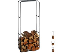 4052025933593 - Kaminholzregal Holzscheite Stapelhilfe aus Stahl innen und außen Brennholzregal HxB 150x60 cm anthrazit - Relaxdays