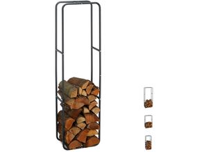 4052025933609 - Kaminholzregal Holzscheite Stapelhilfe aus Stahl innen und außen Brennholzregal HxB 150x40 cm anthrazit - Relaxdays