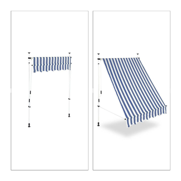 4052025934187 - relaxdays Klemmmarkise blau weiß 1500 x 1200 cm 4052025934187 - relaxdays Klemmmarkise blau weiß 1500 x 1200 cm