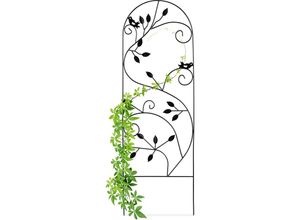 4052025934545 - Rankgitter Vogel Metall Rankhilfe Garten Deko Kletterhilfe für Pflanzen 120 x 40 cm Rankenmuster schwarz - Relaxdays