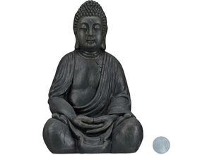 4052025935061 - Relaxdays - xl Buddha Figur sitzend 50 cm hoch Feng Shui Outdoor Garten Dekofigur große Zen Buddha Statue dunkelgrau