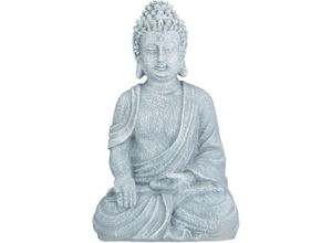 4052025935078 - Buddha Figur sitzend 40 cm hoch Feng Shui Deko wetterfest & frostsicher große Garten Dekofigur hellgrau - Relaxdays