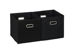 4052025935207 - Aufbewahrungsbox 2er Set Regalkorb ohne Deckel mit Griff faltbar Stoffbox quadratisch 30 cm schwarz - Relaxdays