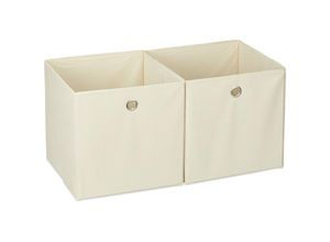 4052025935214 - Aufbewahrungsbox Stoff 2er Set quadratisch Aufbewahrung für Regal Stoffbox in Würfelform 30x30x30 cm beige - Relaxdays