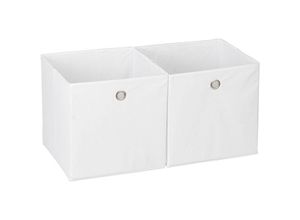 4052025935245 - Aufbewahrungsbox Stoff 2er Set quadratisch Aufbewahrung für Regal Stoffbox in Würfelform 30x30x30 cm weiß - Relaxdays