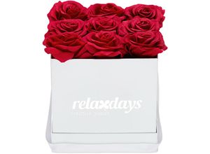 4052025937652 - Rosenbox eckig 9 Rosen stabile Flowerbox weiß lange haltbar Geschenkidee dekorative Blumenbox rot - Relaxdays