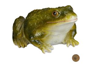 4052025939151 - Relaxdays - Gartenfigur Frosch wetterfest für Balkon Terrasse am Teich Kunststein sitzende Dekofigur Frosch grün