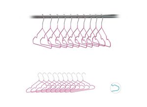 4052025941994 - Kinderkleiderbügel im 20er Set platzsparende Drahtbügel Babybügel mit Kerben PVC-beschichtet 30 cm pink - Relaxdays