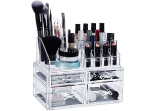 4052025942120 - Make-Up Organizer mit 4 Schubladen Make Up Kit für Lippenstift Nagellack Kosmetikregal Acryl transparent - Relaxdays