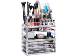 4052025942151 - Kosmetikorganizer mit 6 Schubladen 22 Fächer Make Up Organizer Schmink-Aufbewahrung aus Acryl transparent - Relaxdays