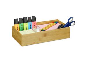 4052025942236 - Ordnungsbox Bambus stapelbar natürliche Optik Aufbewahrungsbox Küche Bad HxBxT 7 x 30 x 15 cm natur - Relaxdays