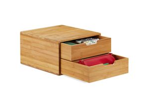 4052025942274 - Relaxdays - Schubladenbox Bambus Schubladen Organizer natürliche Optik Tischorganizer Büro hbt 18 x 30 x 31 cm natur