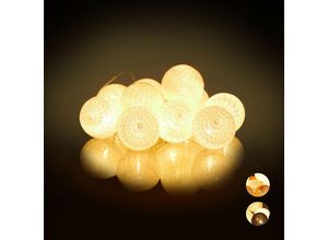 4052025942915 - Led Lichterkette mit 10 Baumwollkugeln batteriebetrieben Schalter Stimmungslichter Kugeln 6 cm ø weiß - Relaxdays