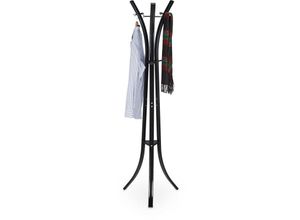 4052025943684 - Garderobenständer Metall Stabile Standgarderobe aus Metall für Jacken 175 cm hoher Kleiderständer Schwarz - Relaxdays