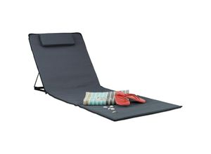 4052025947651 - Strandmatte xxl gepolsterte Sonnenliege m Kopfkissen verstellbare Strandliege inkl Tragetasche anthrazit - Relaxdays