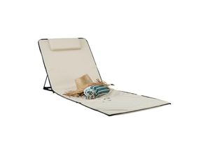 4052025947668 - Strandmatte xxl gepolsterte Sonnenliege mit Kopfkissen verstellbare Strandliege inklusive Tragetasche beige - Relaxdays