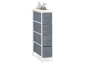 4052025948016 - Relaxdays - Regalsystem 4 Stoff-Schubladen HxBxT 76 x 20 x 48 cm universale Schubladenbox Metall und Holz grau