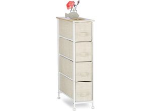 4052025948092 - Relaxdays - Regalsystem 4 Stoff-Schubladen universale Schubladenbox Metall und Holz HxBxT 76 x 20 x 48 cm beige