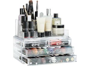 4052025949310 - Make Up Organizer mit 4 Schubladen Kosmetik Halter Nagellack u Lippenstift Acryl Make Up Kit transparent - Relaxdays