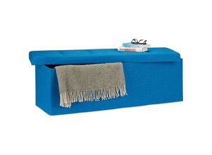 4052025950842 - Faltbare Sitzbank xxl Sitzcube mit Stauraum Sitzwürfel aus Leinen mit Deckel hbt 38 x 114 x 38 cm blau - Relaxdays