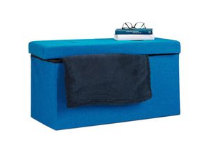 4052025950859 - Faltbare Sitzbank xl mit Stauraum Sitzcube mit Fußablage Sitzwürfel als Aufbewahrungsbox 38x76x38 cm blau - Relaxdays