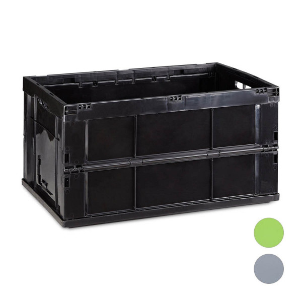 4052025952426 - Profi Klappbox stabil Gewerbe hochwertiger Kunststoff Qualität 60L Kiste 315 x 585 x 40 cm schwarz - Relaxdays