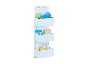 4052025952518 - Hängeorganizer Stoff Türorganizer mit 3 Aufbewahrungskörben Wandorganizer Bad pp hbt 75x25x15cm weiß - Relaxdays