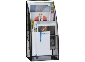 4052025952990 - Magazinständer Metall groß 4 Fächer Zeitungsständer modern Büro Wartebereich hbt 60x30x22 cm schwarz - Relaxdays 4052025952990 - Magazinständer Metall groß 4 Fächer Zeitungsständer modern Büro Wartebereich hbt 60x30x22 cm schwarz - Relaxdays