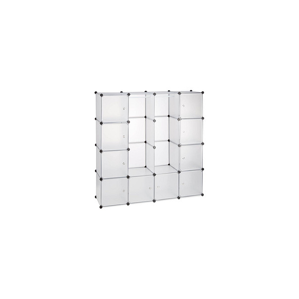 4052025956226 - Relaxdays - Kleiderschrank Stecksystem 12 Fächer Kunststoff großer Garderobenschrank 1455 x 1455 cm transparent