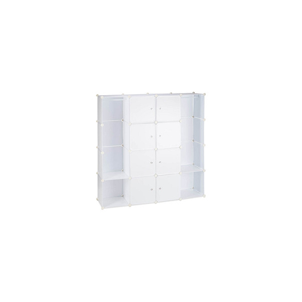 4052025956233 - Relaxdays - Kleiderschrank Stecksystem mit 12 Fächern großer Garderobenschrank aus Kunststoff 1455 x 1455 cm weiß