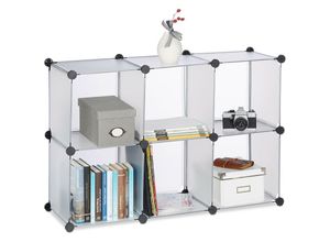 4052025956486 - Regalsystem mit 6 Fächern Standregal offen Steckregal aus Kunststoff HxBxT ca 65 x 96 x 32 cm transparent - Relaxdays