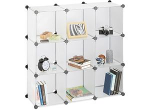 4052025956547 - Relaxdays Regalsystem 9 Fächer Raumteiler Kunststoff Standregal offen Badregal DIY HBT 95 x 95 x 32 cm transparent