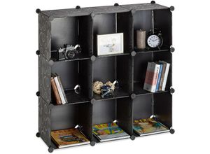 4052025956561 - Regalsystem 9 Fächer Raumteiler Kunststoff Standregal offen Badregal diy hbt 95 x 95 x 32 cm schwarz - Relaxdays