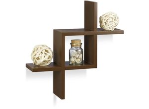 4052025959258 - Wandregal schwebend Zum Zusammenstecken Modernes Design Mit 6 kg belastbar mdf hbt 40x40x12cm Braun - Relaxdays