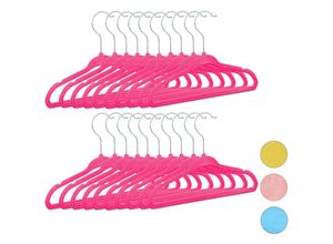 4052025959944 - Kleiderbügel Kinder 20er Set rutschfest Kinderbügel Samtbezug weiche Babybügel 360° drehbare Haken pink - Relaxdays