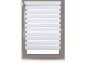4052025963026 - Doppelrollo Klemmfix ohne bohren Seitenzugrollo mit Streifen Duo-Rollo für Fenster Stoff 106x156 cm weiß - Relaxdays 4052025963026 - Doppelrollo Klemmfix ohne bohren Seitenzugrollo mit Streifen Duo-Rollo für Fenster Stoff 106x156 cm weiß - Relaxdays