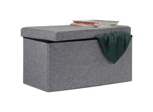 4052025963897 - Faltbare Sitzbank xl mit Stauraum Sitzcube Fußablage Sitzwürfel als Aufbewahrungsbox 38x76x38cm dunkelgrau - Relaxdays