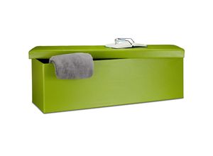 4052025963958 - Faltbare Sitzbank HxBxT 38 x 114 x 38 cm xl Kunstleder Sitztruhe Aufbewahrungsbox mit viel Stauraum grün - Relaxdays