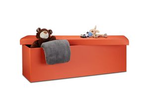 4052025964023 - Faltbare Sitzbank HxBxT 38 x 114 x 38 cm xl Kunstleder Sitztruhe Aufbewahrungsbox mit viel Stauraum orange - Relaxdays