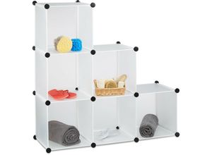 4052025964535 - Stufenregal 6 Fächer Steckregal als Kleiderschrank oder Raumteiler offenes Regalsystem weiß - Relaxdays