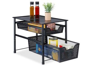 4052025965822 - Schubladenregal stapelbarer Büro Organizer 2 Ausziehkörbe hbt 30x28x425 cm Metall Küche Bad Schwarz - Relaxdays 4052025965822 - Schubladenregal stapelbarer Büro Organizer 2 Ausziehkörbe hbt 30x28x425 cm Metall Küche Bad Schwarz - Relaxdays