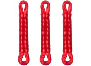 4052025966584 - Relaxdays Wäscheleine 3er Set 20m PVC Wäscheseil mit Polyesterkern extra stark drinnen & draußen Wäscheschnur rot