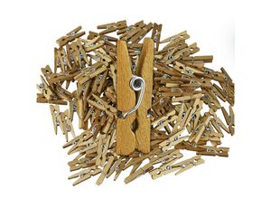 4052025967123 - Mini Holzklammern 400er Set Feiern Fotos aufhängen Geschenke verzieren basteln diy Deko-Klammern gold - Relaxdays