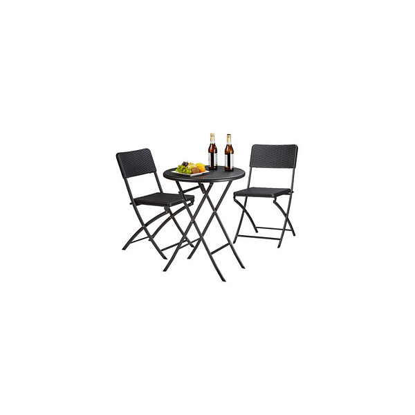 4052025970420 - relaxdays Sitzgruppe   schwarz Kunststoff Metall 3-teilig