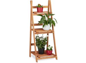 4052025970741 - Relaxdays Blumentreppe aus Holz Blumenständer für innen 3-stufig Leiterregal Klappbar HBT ca 1075 x 41 x 40 cm braun