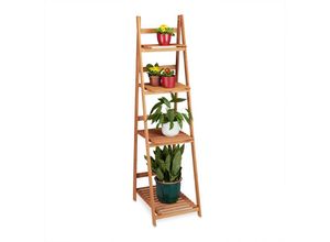 4052025970758 - Blumentreppe aus Holz Blumenständer für innen 4-stufig Leiterregal Klappbar hbt ca 161 x 41 x 50 cm braun - Relaxdays