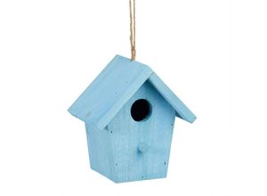 4052025970901 - Relaxdays - Deko Vogelhaus bunt aus Holz Kleines Vogelhäuschen Frühlingsdeko zum Aufhängen hbt ca 16 x 15 x 11 cm blau