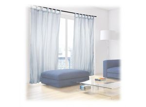 4052025971656 - Vorhänge mit Schlaufen 2er-Set Voile halbtransparente Gardinen einfarbig Polyester HxB 245x140 cm silber - Relaxdays