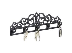 4052025971816 - Garderobenleiste aus Gusseisen 5 Haken Antiker Landhausstil hbt ca 135 x 42 x 4 cm schwarz - Relaxdays