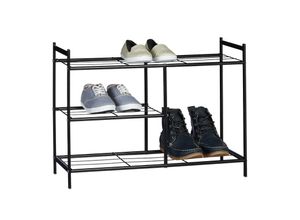 4052025972721 - Schuhregal sandra 3 Ebenen Schuhablage Metall mit Stiefelfach hbt ca 505x70x26cm für 8 Paar schwarz - Relaxdays